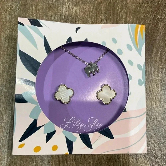 Lily Sky  | Earrings & Elephant 🐘 Necklace - Picture 1 of 4